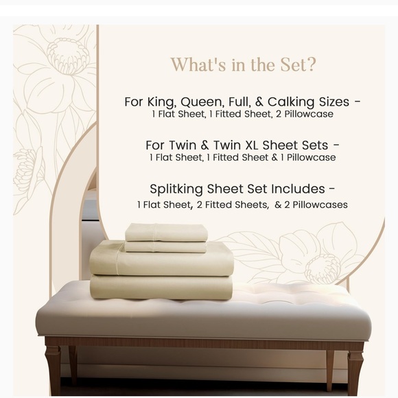 CHATEAU HOME COLLECTION KING SIZE SHEET SET IVORY COLOR 100% 4 PIECE SET - Picture 6 of 9